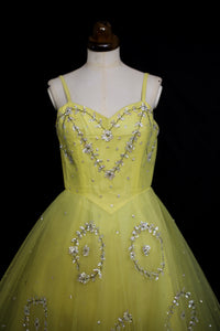 Vintage 1950s Yellow Sequin Tulle Cocktail Dress