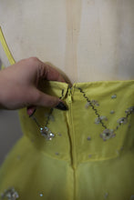 Vintage 1950s Yellow Sequin Tulle Cocktail Dress