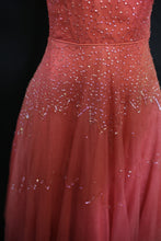 Vintage 1950s Raspberry Silk Tulle Sequin Dress