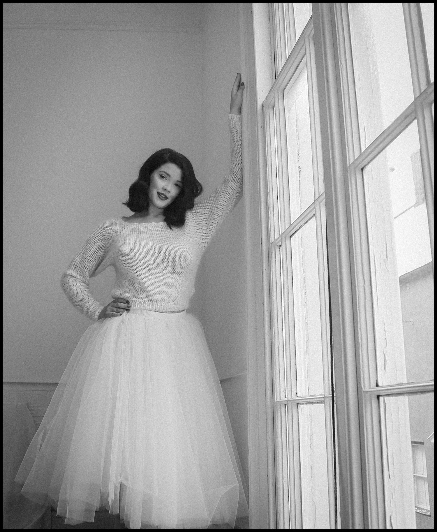 Ivory Tulle Ballet Midi Skirt