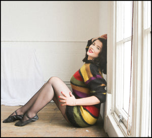 Vintage 1980s Mohair Multi Stripe Long Sweater