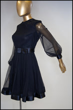 Vintage 1960s Black Chiffon Mini Dress