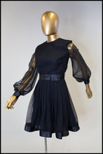 Vintage 1960s Black Chiffon Mini Dress