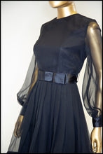 Vintage 1960s Black Chiffon Mini Dress