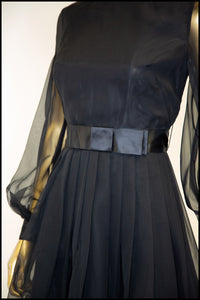 Vintage 1960s Black Chiffon Mini Dress