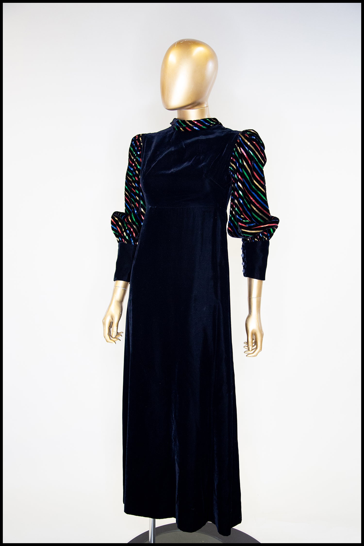 retro velvet dress Vintage 1980s Black Velvet Rainbow Sleeve Dress – ALEXANDRA-KING