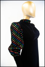 Vintage 1980s Black Velvet Rainbow Sleeve Dress