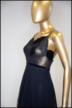 Vintage 1970s Black Tulle Frank Usher Maxi Dress
