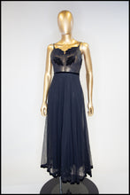 Vintage 1970s Black Tulle Frank Usher Maxi Dress