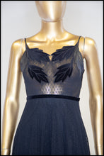 Vintage 1970s Black Tulle Frank Usher Maxi Dress
