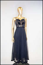 Vintage 1970s Black Tulle Frank Usher Maxi Dress