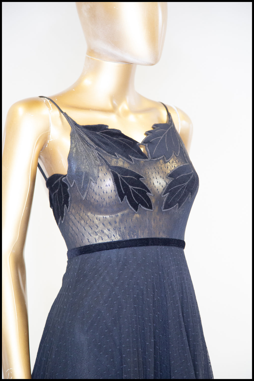 Vintage 1970s Black Tulle Frank Usher Maxi Dress