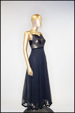 Vintage 1970s Black Tulle Frank Usher Maxi Dress