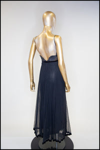 Vintage 1970s Black Tulle Frank Usher Maxi Dress
