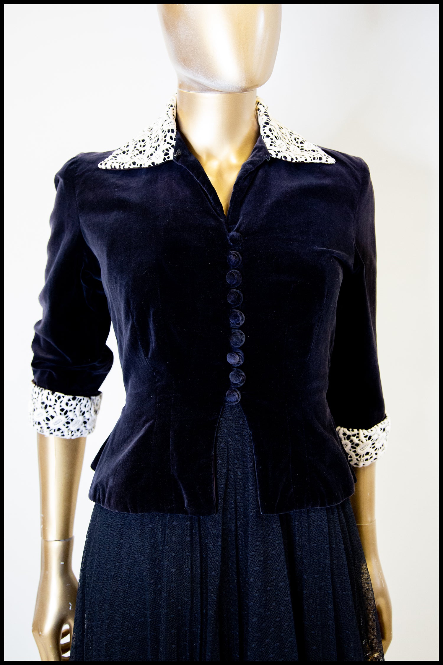 Vintage 1940s Black Velvet Evening Jacket