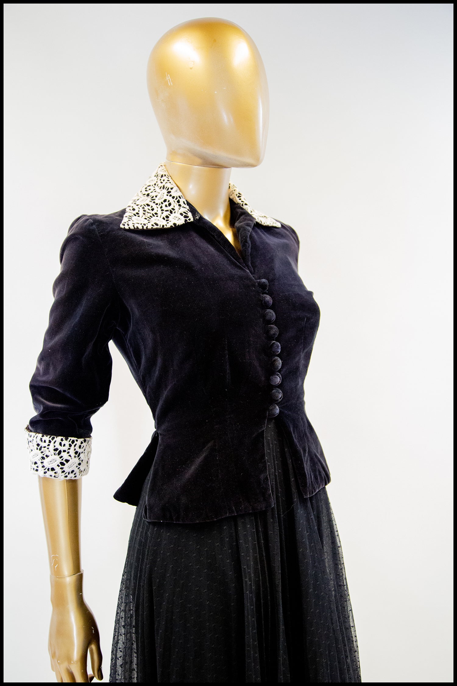 Vintage 1940s Black Velvet Evening Jacket