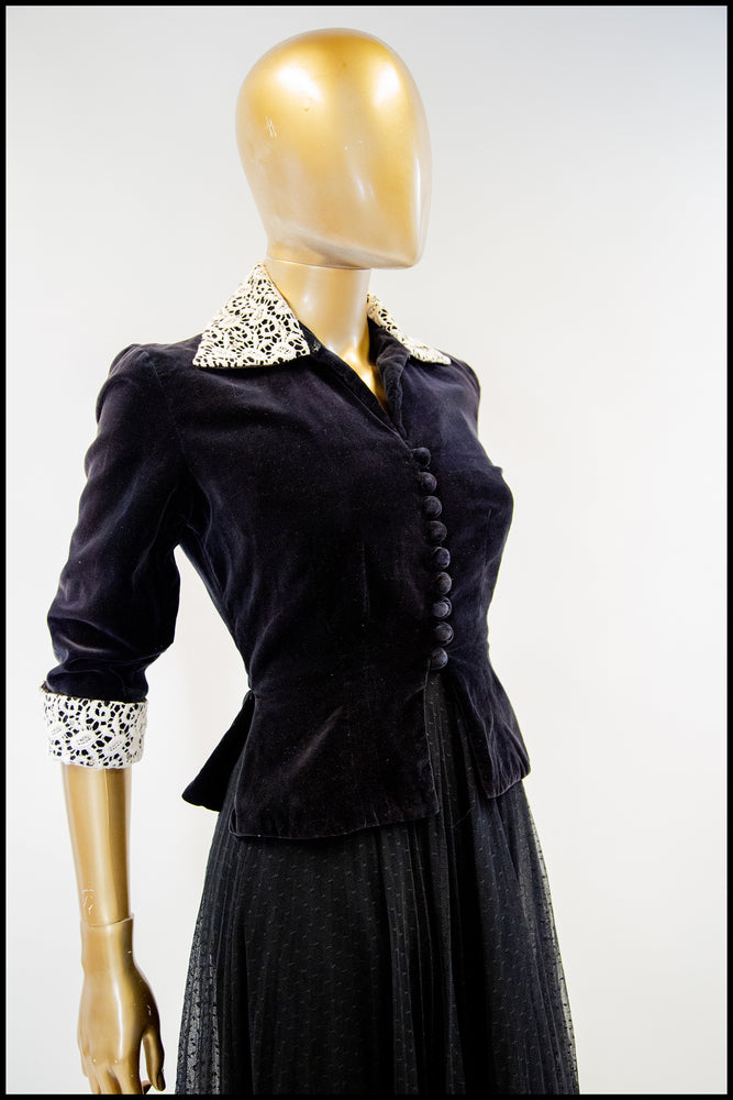 Vintage 1940s Black Velvet Evening Jacket