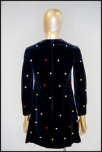 Vintage 1960s Velvet Rainbow Pom Pom Dot Mini Dress