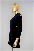 Black Velvet Rainbow Pom Pom Dot Mini Dress