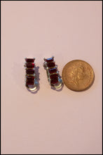 Vintage 1950s Red Rhinestone Clip on Earrings