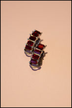Vintage 1950s Red Rhinestone Clip on Earrings