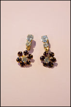 Vintage 1960s Purple Flower Rhinestone Earrings