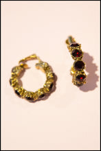 Vintage 1950s Garnet Red Rhinestone Hoop Earrings