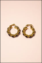 Vintage 1950s Garnet Red Rhinestone Hoop Earrings