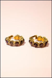 Vintage 1950s Garnet Red Rhinestone Hoop Earrings