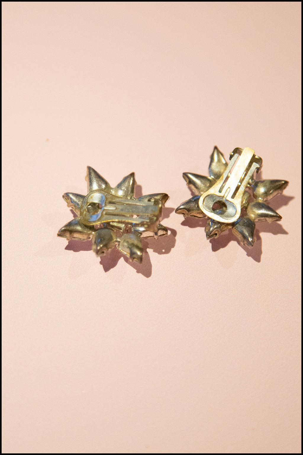 Vintage 1950s Rhinestone Star Flower Earrings