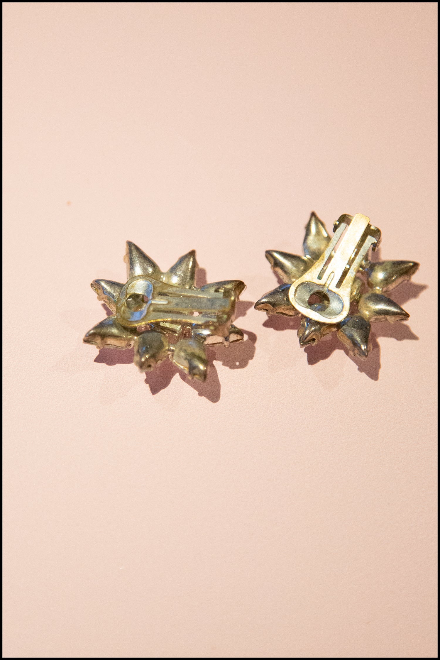 Vintage 1950s Rhinestone Star Flower Earrings