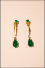 Vintage 1950s Green Glass Drop Earrings