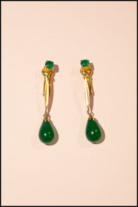 Vintage 1950s Green Glass Drop Earrings