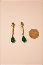 Vintage 1950s Green Glass Drop Earrings