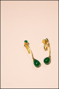Vintage 1950s Green Glass Drop Earrings
