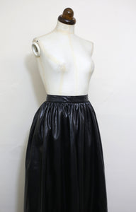 Vintage 1980s Black Faux Leather Maxi Skirt