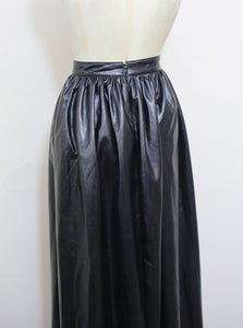 Vintage 1980s Black Faux Leather Maxi Skirt