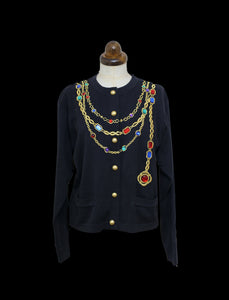Vintage 1980s Black Novelty Chain Cardigan