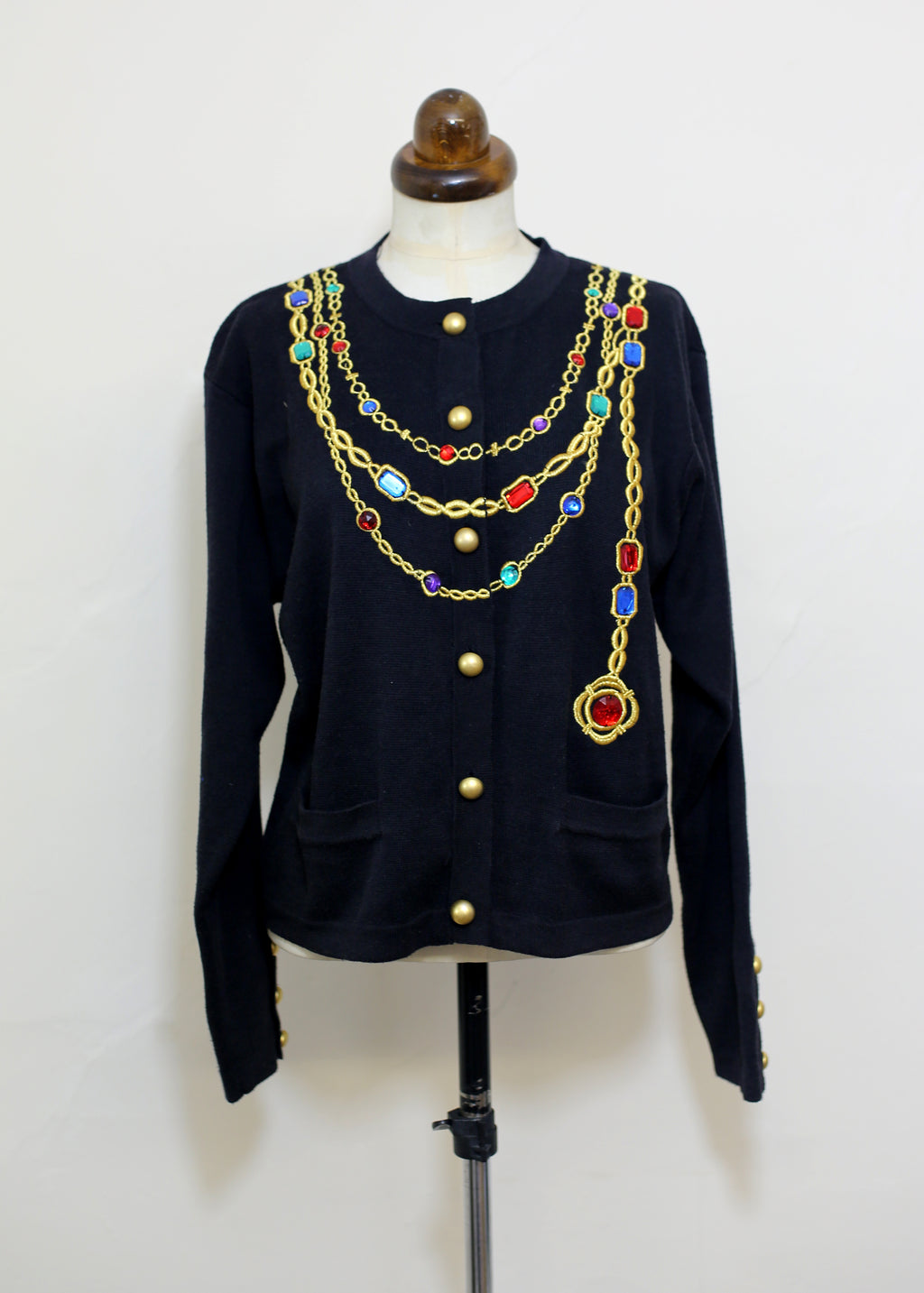 Vintage 1980s Black Novelty Chain Cardigan