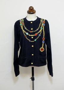 Vintage 1980s Black Novelty Chain Cardigan