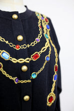 Vintage 1980s Black Novelty Chain Cardigan