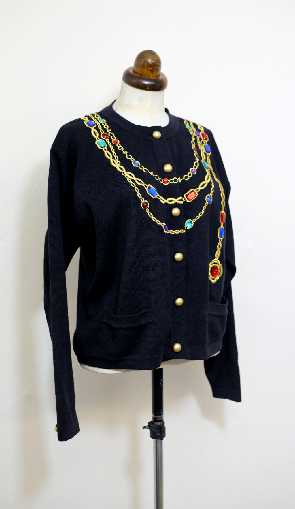 Vintage 1980s Black Novelty Chain Cardigan