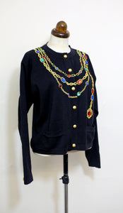 Vintage 1980s Black Novelty Chain Cardigan