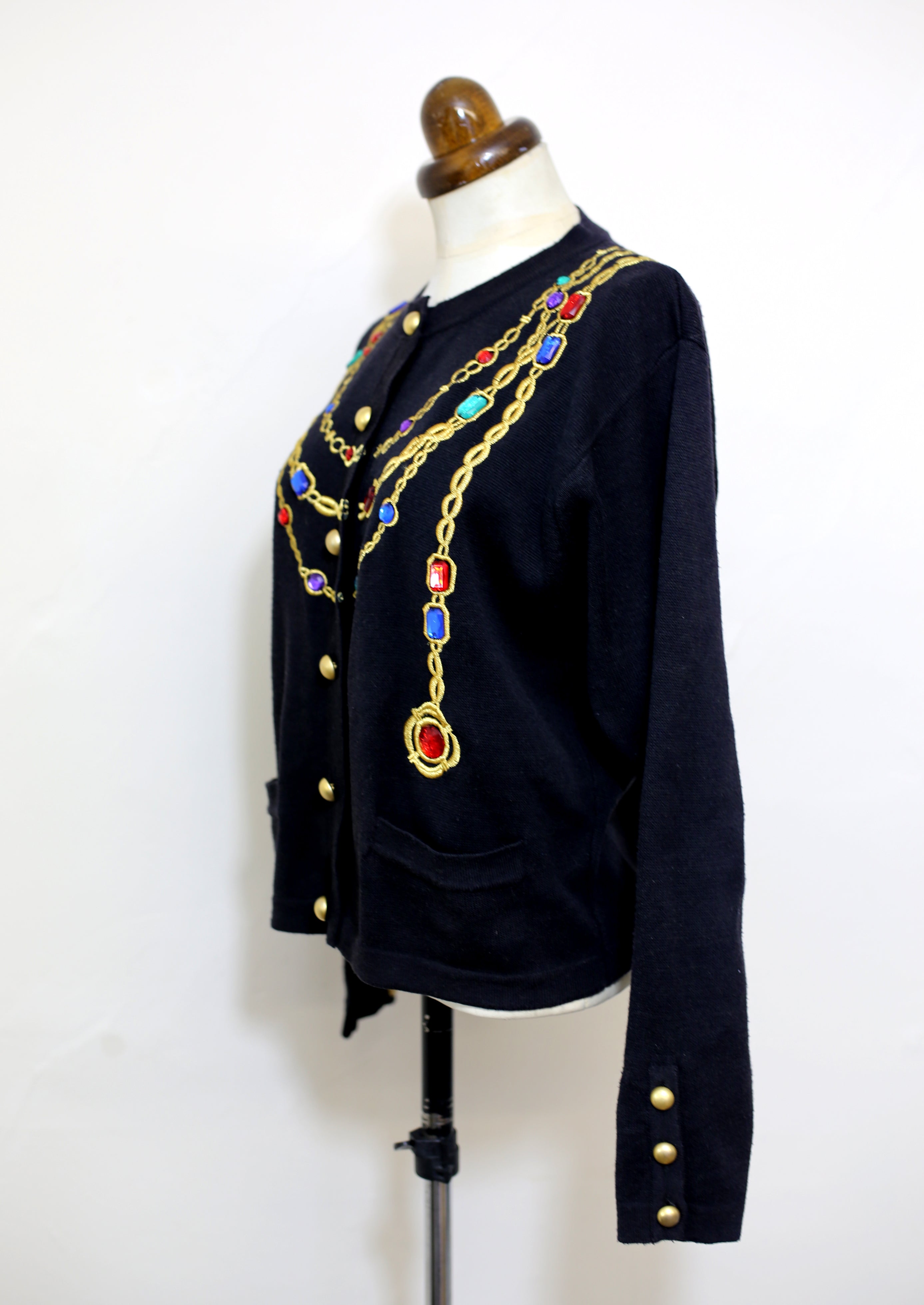 Vintage 1980s Black Novelty Chain Cardigan