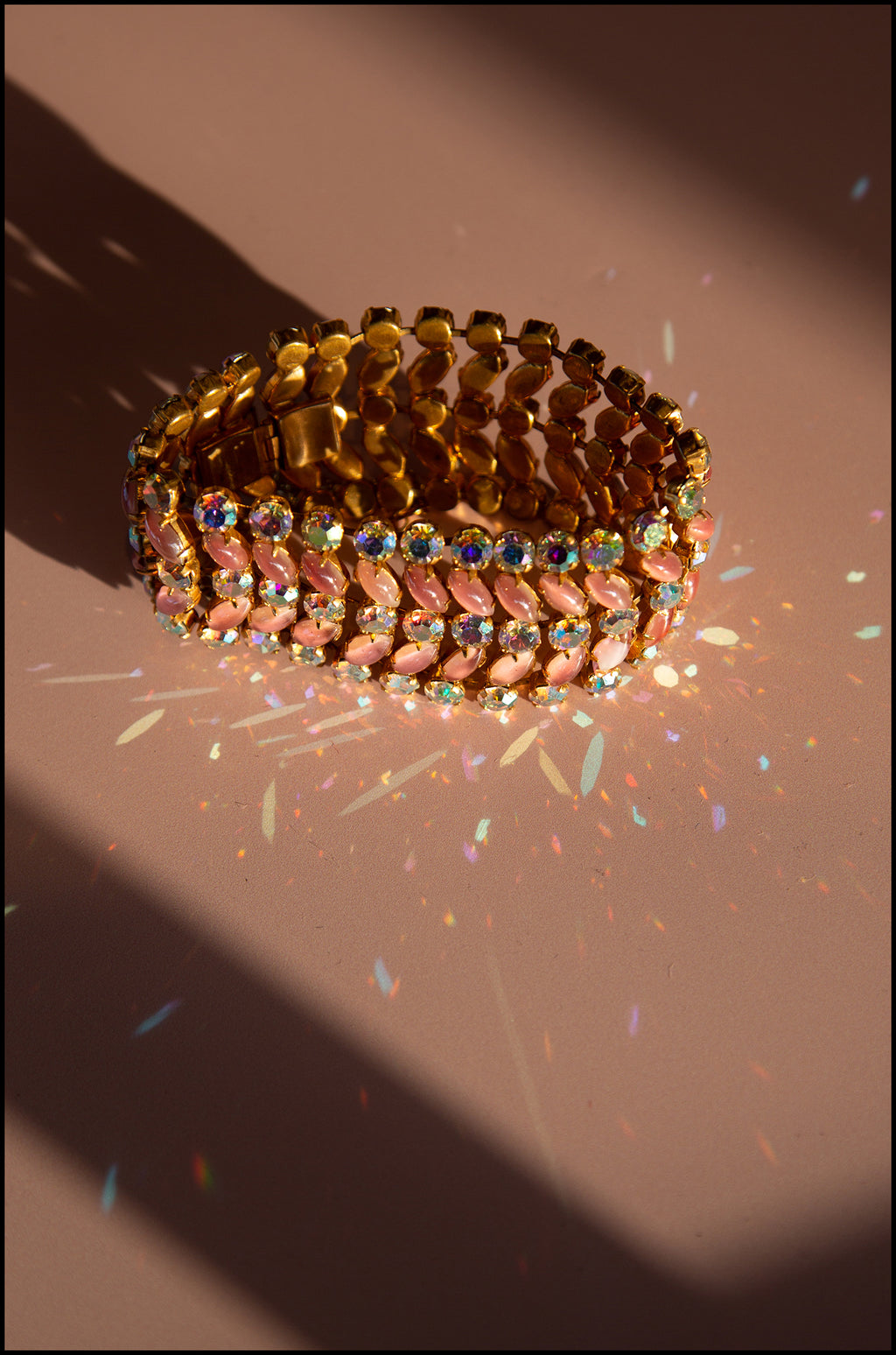 Vintage 1950s Pink Moonstone Bracelet