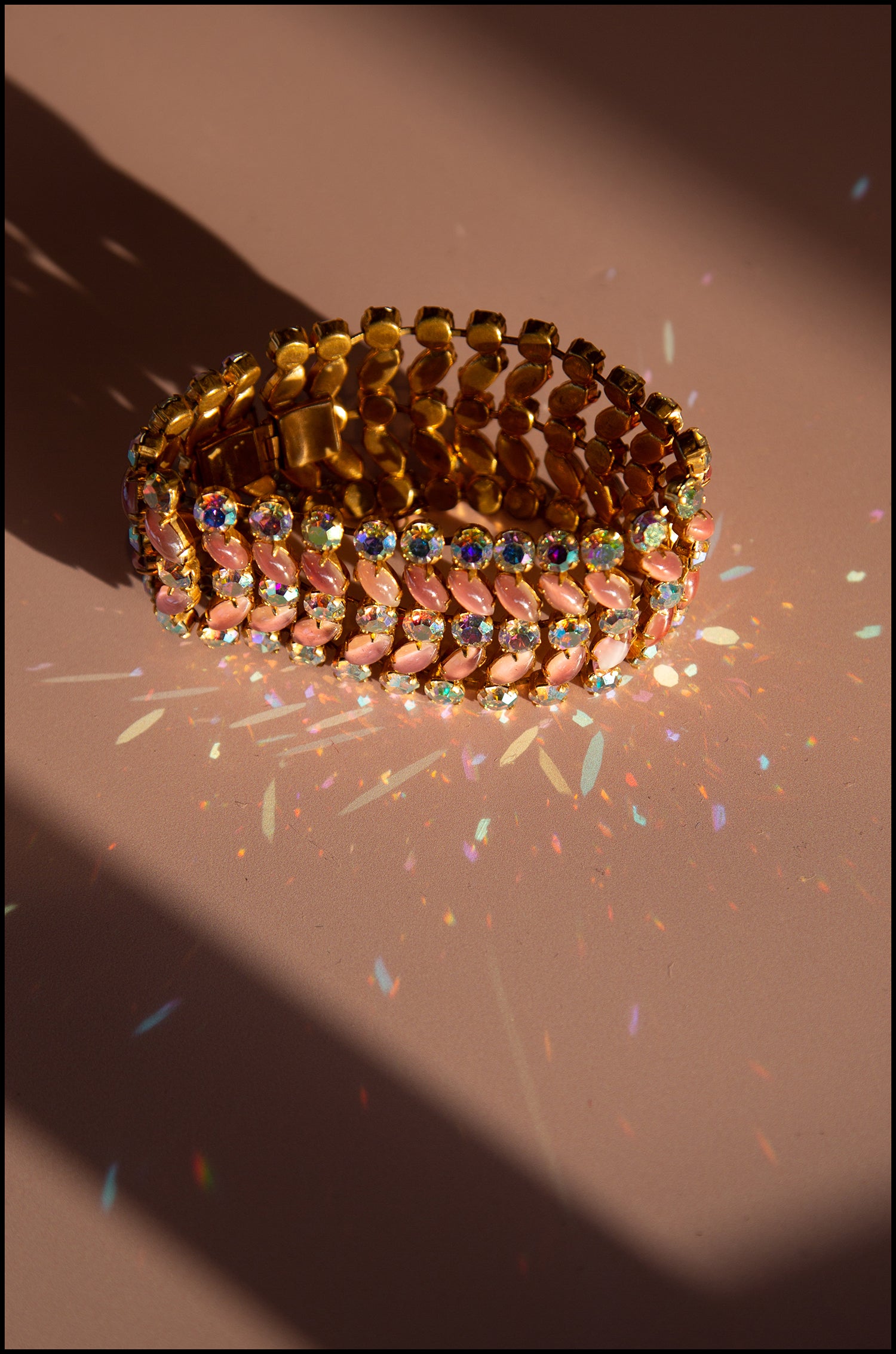 Vintage 1950s Pink Moonstone Bracelet