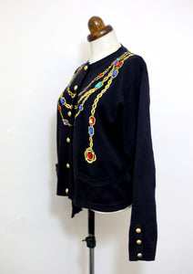 Vintage 1980s Black Novelty Chain Cardigan