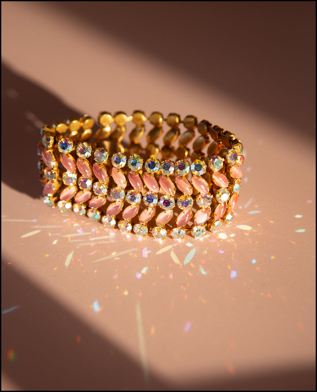 Vintage 1950s Pink Moonstone Bracelet