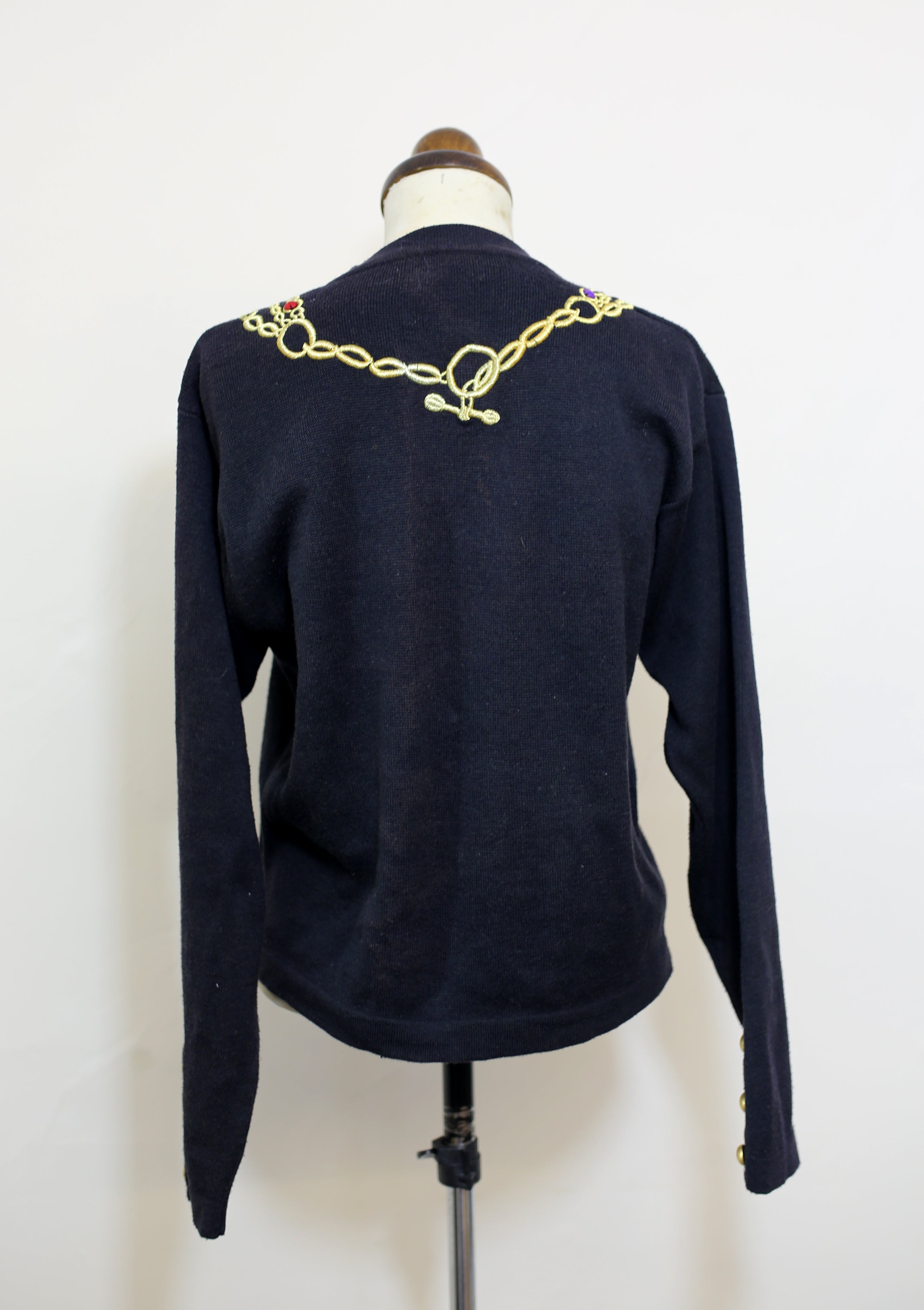 Vintage 1980s Black Novelty Chain Cardigan