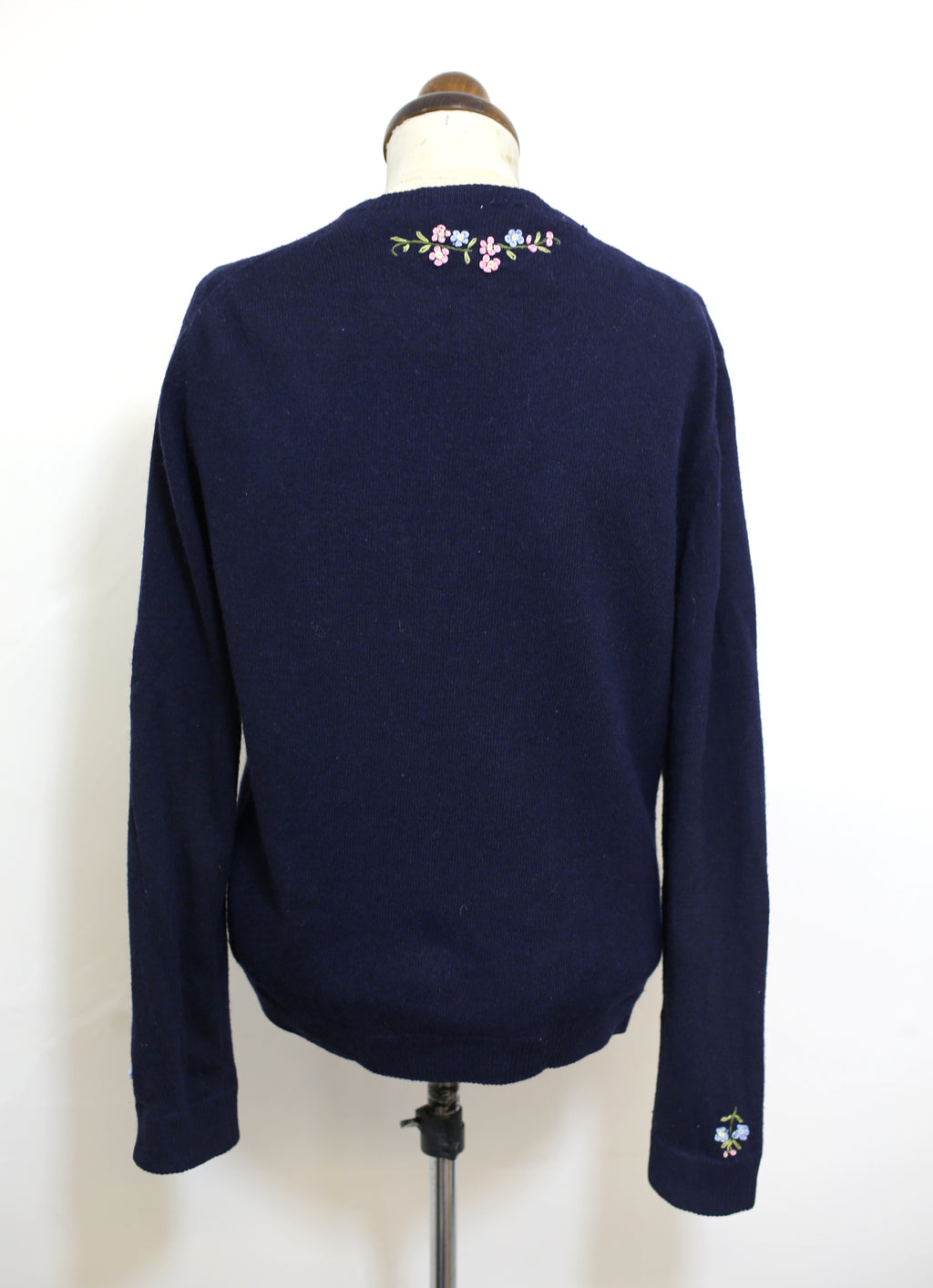 RESERVED Vintage 1950s Navy Blue Embroidered Cardigan